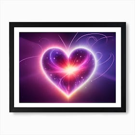 A Colorful Glowing Heart On A Dark Background Horizontal Composition 20 Art Print