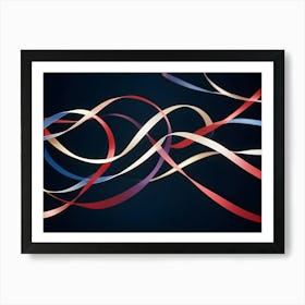 Abstract Image Of Colorful, Flowing Ribbons On A Dark Background, Creating A Dynamic And Elegant Design Art Print