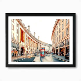 Regent Street And Red Double Decker Bus, London, Uk Art Print