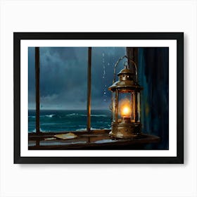 Sea, Rain, Lantern Art Print