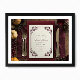 Antique Thanksgiving Invitation Embracing Baroque Flair Centered Marbled Design Hence Its Vintage C (1) Art Print