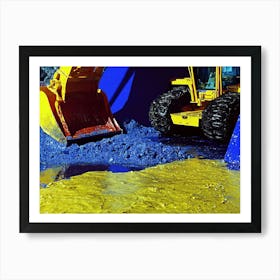 Blue And Yellow Excavator Art Print