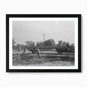 Untitled Photo, Possibly Related To Unloading Pipe From Truck At Oil Well, Seminole Oil Field, Oklahoma By Russe Art Print
