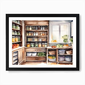 A Beautiful Stocked Pantry Watercolor Painting Art Print