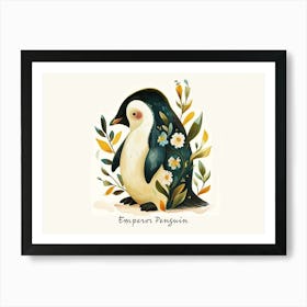 Little Floral Emperor Penguin 1 Poster Art Print