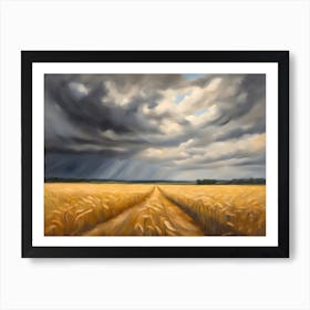 Stormy Wheat Field Abstract Art Print