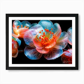 Ethereal Flowers 2 - Kaleidoscope Flowers Art Print