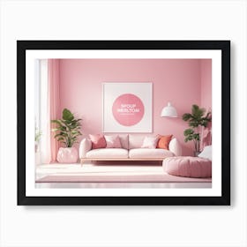 Pink Living Room Mockup Art Print