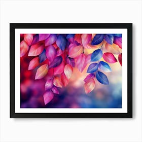 Elegant Colorful with Vibrant Leaves Hanging Branches Art Print