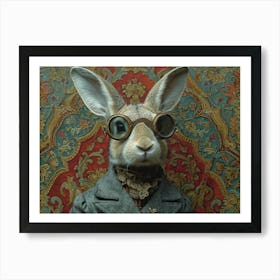 Absurd Bestiary: From Minimalism to Political Satire.Rabbit With Goggles Art Print