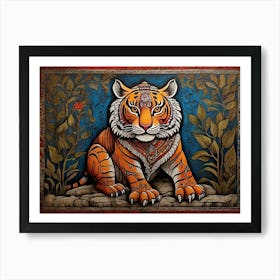 Default Traditional Madhubani Style Painting Of A Tiger On A T 0 (2) Art Print