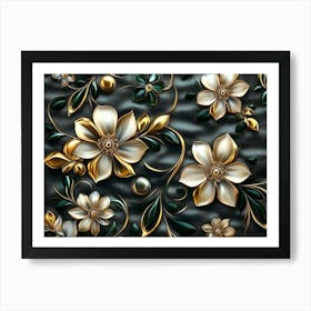 Gold And White Flowers 18 Poster