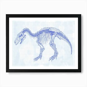 Amargasaurus Skeleton Hand Drawn Blueprint 2 Art Print