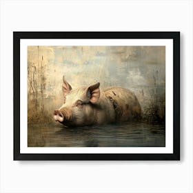 Pig In Water 2 Art Print