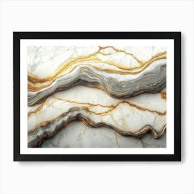 Texture Of White Marble With Gray And Gold Veins Painting Art Print