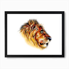 A Nice Lion Art Illustration In A Painting Style 03 Poster