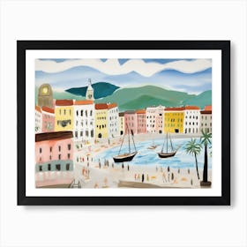 Trieste Italy Cute Watercolour Illustration 1 Art Print