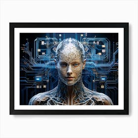 An Abstract Digital Rendering Of A Human Head Housed Within Its Embrace The Intricate Circuitry Of (2) Art Print