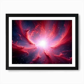 Abstract Celestial Scene Capturing A Nebula Explosion In The Pink And Red Hues Of A Distant Galaxy (3) Art Print