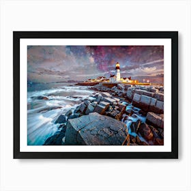 Lighthouse At Night Art Print