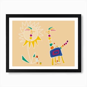 Funny Dinosaur Painted By Kids Art Print Affiche