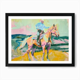 Neon Cowboy In Montana Painting Art Print