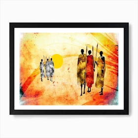 Tribal African Art Illustration In Painting Style 125 Art Print