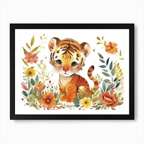 Little Floral Bengal Tiger 4 Art Print