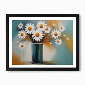 Daisies In Vase Abstract Art Print