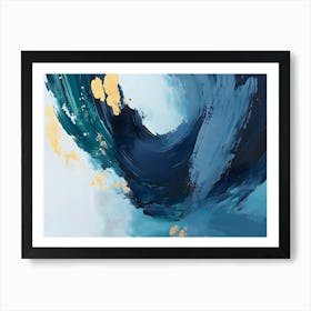 Blue And Gold Abstract Painting Art Print