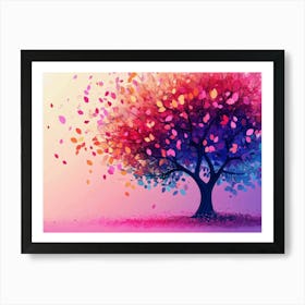 Elegant Colorful Tree With Vibrant Leaves Hanging Branches 3 Art Print