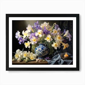 Irises In A Vase Art Print