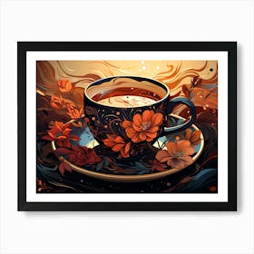 Tea Cup With Flowers 2 Art Print
