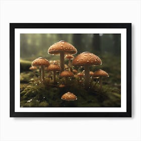 Mushrooms In The Forest Art Print