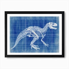 Heterodontosaurus Skeleton Hand Drawn Blueprint 2 Art Print