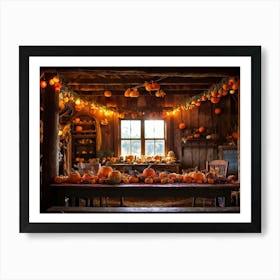 A Traditional Rural Barn Decked Out For An October Thanksgiving Festival Nostalgic Wooden Beams Glo 2 2 Art Print