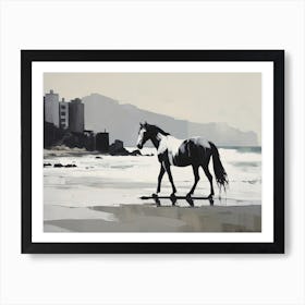 A Horse Oil Painting In Ipanema Beach, Brazil, Landscape 3 Art Print