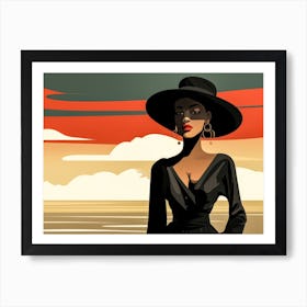 Illustration of an African American woman at the beach 82 Art Print