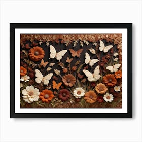 Flowers And Butterflies 1 Art Print