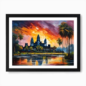 Sunset At Angkor Art Print
