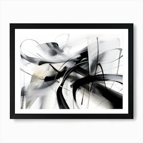 Movement Abstract Black And White 6 Art Print