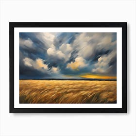 Wheat Field With Storm Clouds Art Print