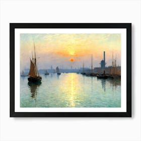 Sunset At The Port Art Print