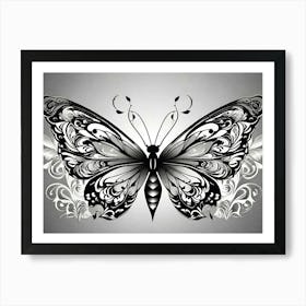 Black And White Butterfly 10 Art Print