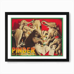 Elephants, Circus, Colorful Vintage Poster Art Print