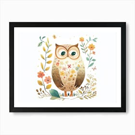Little Floral Owl 5 Art Print