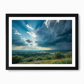 A Landscape Composition During Spring Transformation Into Summer Cumulus Clouds Dominating The High Art Print