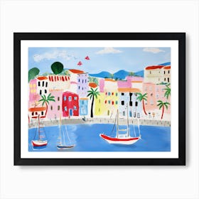 Ancona Italy Cute Watercolour Illustration 3 Art Print