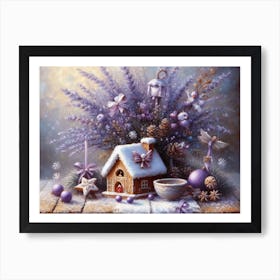 Lavender Christmas Ephemera Oil Paintings 8 Art Print