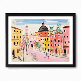 Rome Italy Cute Watercolour Illustration 4 Art Print